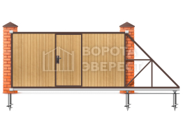 Откатные ворота 12 метров с калиткой 12000×2200 ВЭ-5992